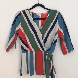 Striped Wrap Top